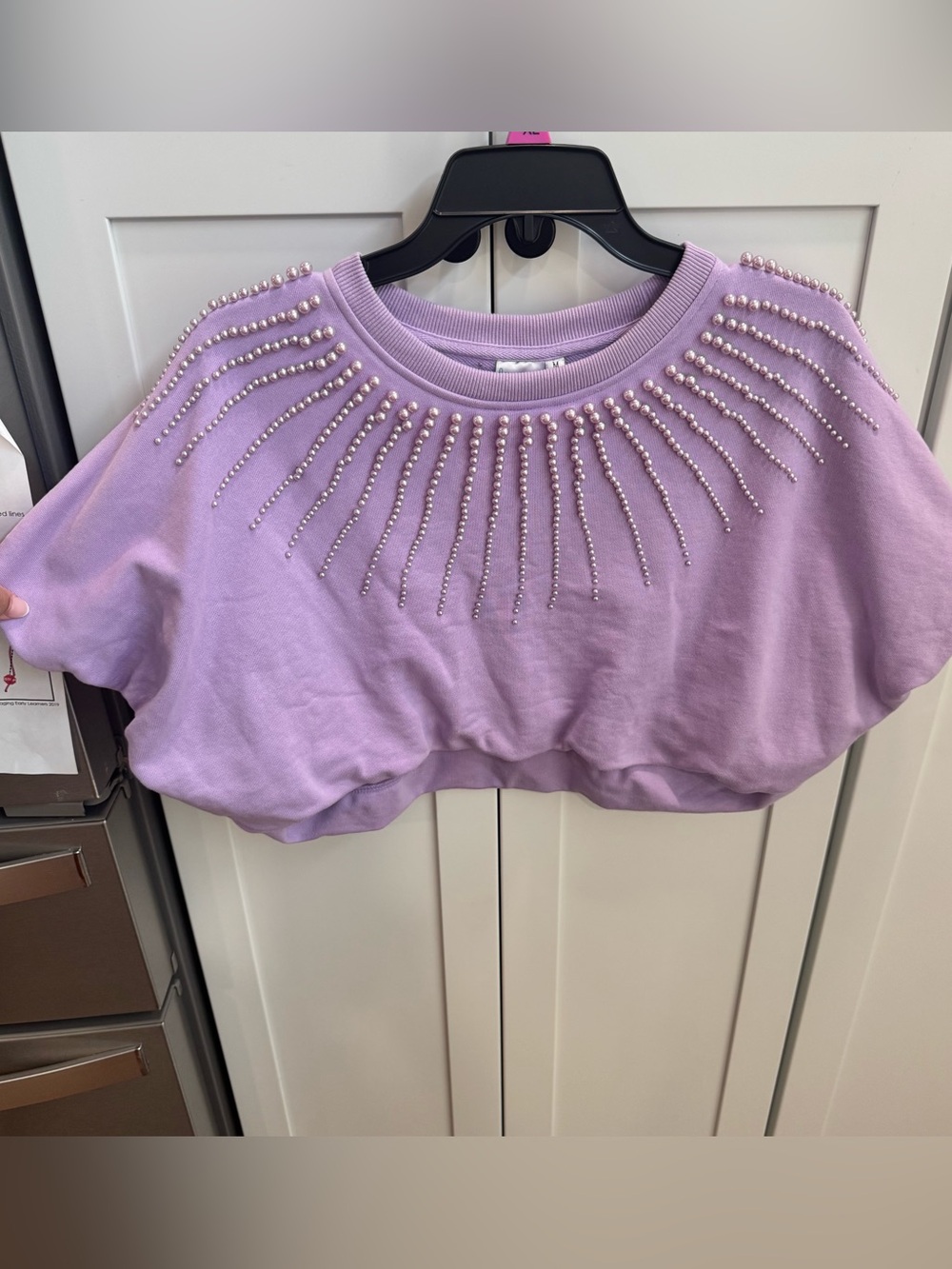 QUEEN OF SPARKLES Lavender Pearl-Embellished Top